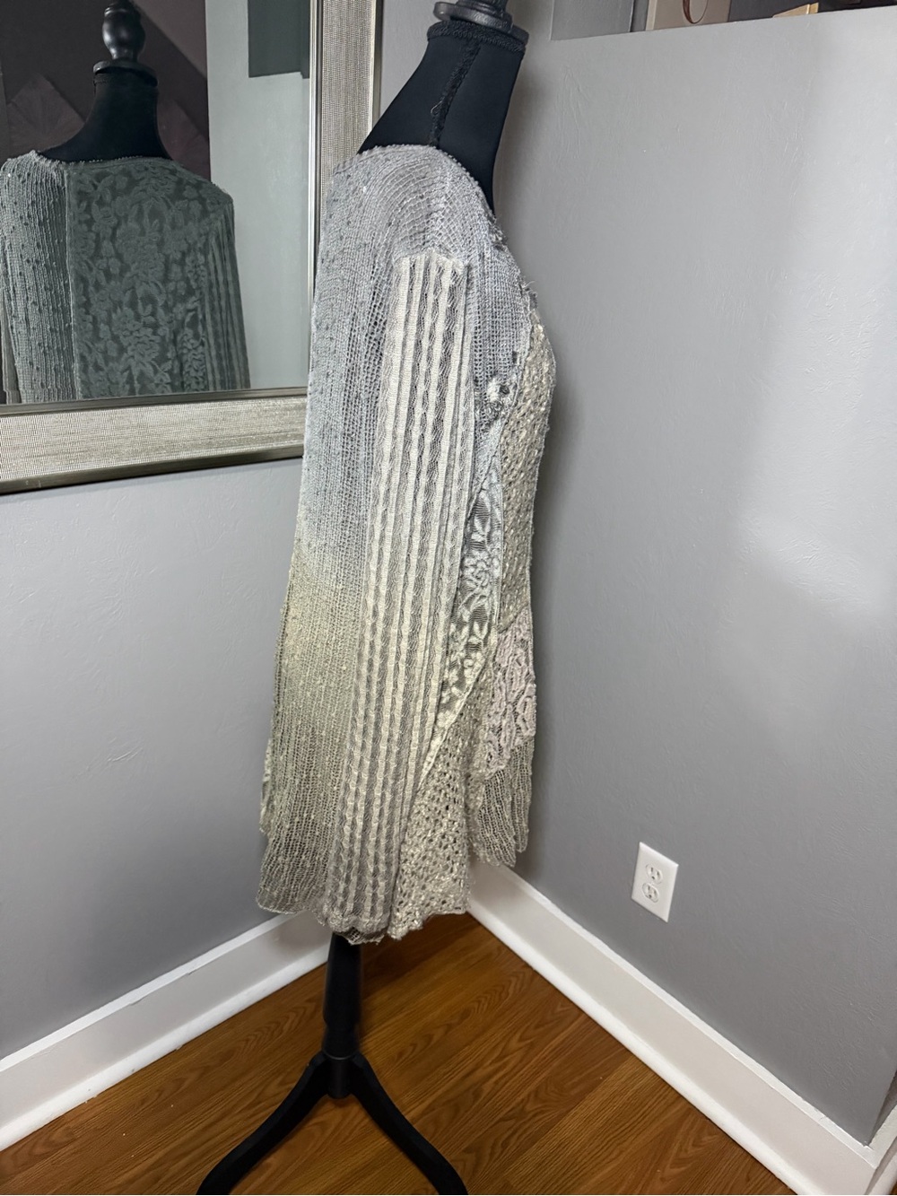 Adore Lace Textured Patchwork Boho Artsy Fairycore Whimsy Tunic Large. - Picture 5 of 7